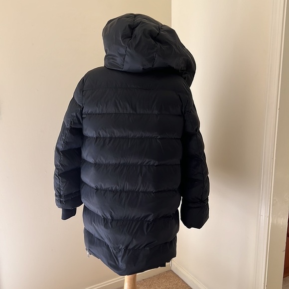 New! Zara basic navy puffer zippered and buttoned snow hoodie jacket. - Picture 7 of 15